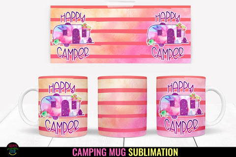 Happy Camper I Camping Mug Sublimation I Outdoor Mug Wrap Sublimation Happy Printables Club 