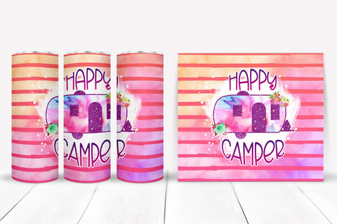 Happy Camper 20oz Tumbler Template, Camper Tumbler Design, Camping