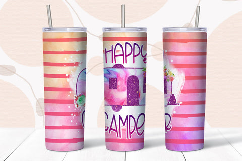 Happy Camper I Camping Tumbler Sublimation I 20 Oz Tumbler Wrap Sublimation Happy Printables Club 