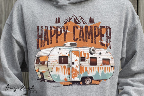 Happy Camper PNG, Summer Camping Sublimation Design Sublimation OrangeBrushStudio 