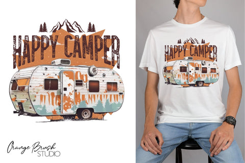 Happy Camper PNG, Summer Camping Sublimation Design Sublimation OrangeBrushStudio 