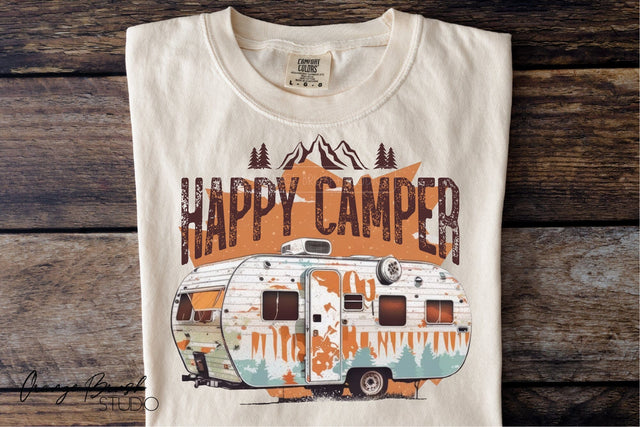 Happy Camper PNG, Summer Camping Sublimation Design Sublimation OrangeBrushStudio 