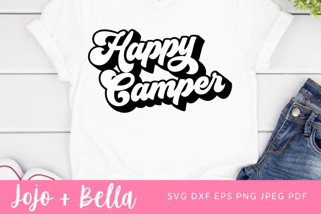 Happy Camper Retro SVG, Happy Camper Svg,Camp shirt svg,Camp life svg,Adventure svg,Camper svg,Camping Quote svg,Travel shirt svg,Cut File SVG Jojo&Bella 
