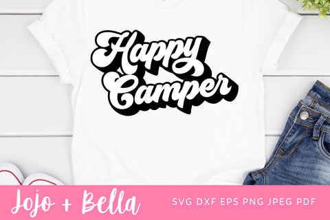 Happy Camper Retro SVG, Happy Camper Svg,Camp shirt svg,Camp life svg,Adventure svg,Camper svg,Camping Quote svg,Travel shirt svg,Cut File SVG Jojo&Bella 
