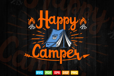 Happy Camper Shirt for Women Funny Cute Graphic Svg Cutting Files SVG DesignDestine 