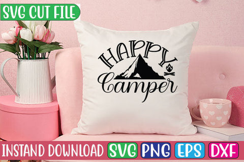 Happy Camper SVG Cut File SVGs, Quotes and Sayings, Food & Drink, Holiday,On Sale, SVG Studio Innate 