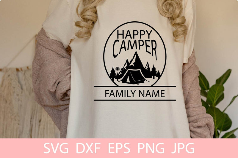 Happy Camping Family Monogram Name SVG File Free For Commercial Use ...