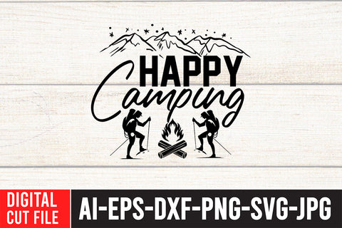 HAppy Camping SVG Cut File SVG BlackCatsMedia 