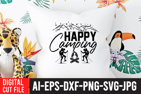 HAppy Camping SVG Cut File SVG BlackCatsMedia 
