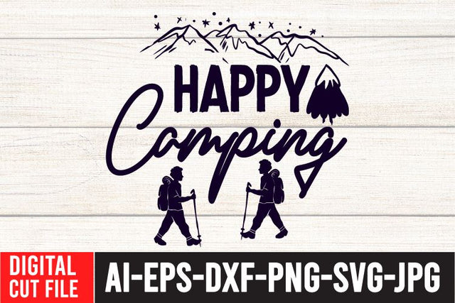 Happy Camping SVG Cut File SVG BlackCatsMedia 