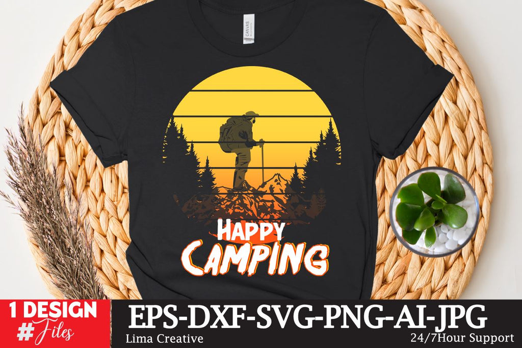 Happy Camping SVG Cute File - So Fontsy