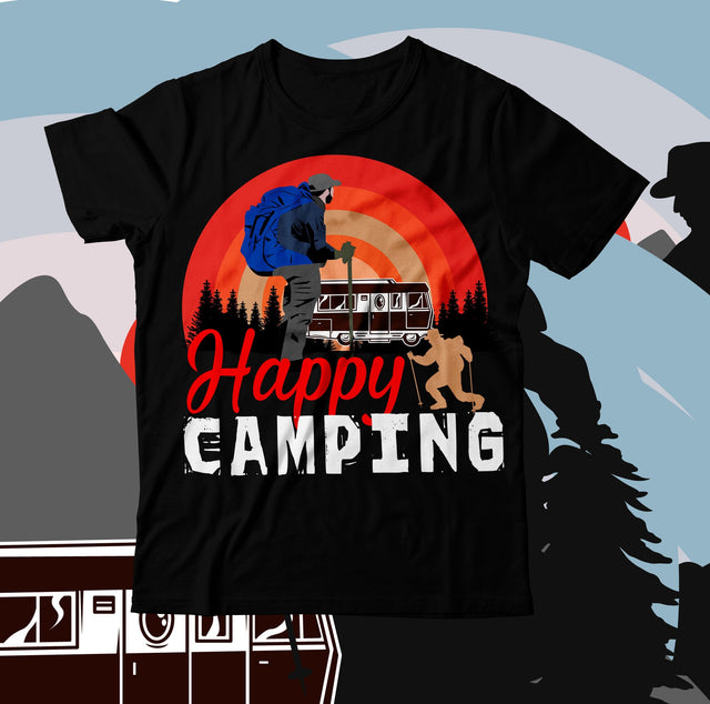 Happy Camping T-Shirt Design SVG BlackCatsMedia 