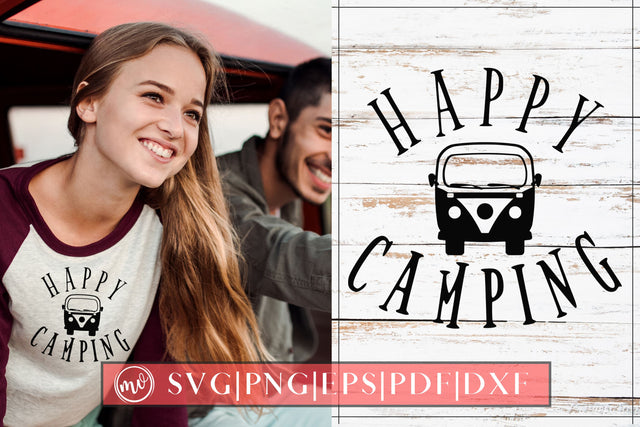 Happy Camping with Retro Van SVG SVG MockupSvgVenue 
