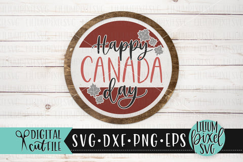 Happy Canada Day Round Frame - Canada Day SVG SVG Lilium Pixel SVG 