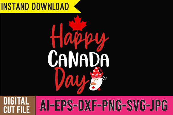 Happy Canada Day SVG Design ,Happy Canada Day SVG Cut File SVG BlackCatsMedia 