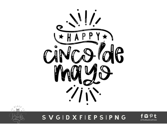Happy Cinco De Mayo | Mexican Holiday Cut File SVG TheBlackCatPrints 