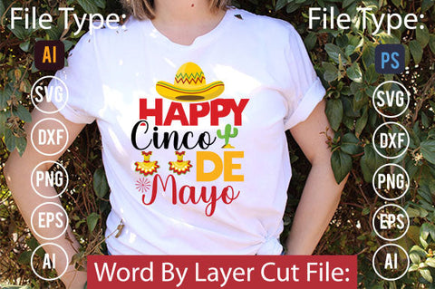 Happy Cinco De Mayo SVG Cut File SVGs,quotes-and-sayings,food-drink mini-bundles,print-cut,on-sale Clipart Clip Art Sublimation or Vinyl Shirt Design SVG DesignPlante 503 