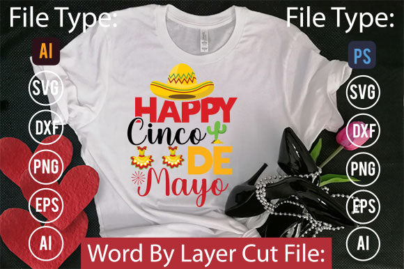 Happy Cinco De Mayo SVG Cut File SVGs,quotes-and-sayings,food-drink mini-bundles,print-cut,on-sale Clipart Clip Art Sublimation or Vinyl Shirt Design SVG DesignPlante 503 