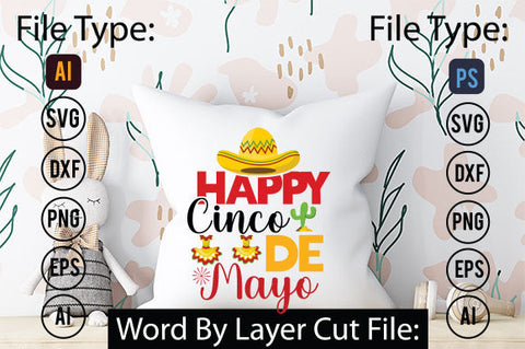 Happy Cinco De Mayo SVG Cut File SVGs,quotes-and-sayings,food-drink mini-bundles,print-cut,on-sale Clipart Clip Art Sublimation or Vinyl Shirt Design SVG DesignPlante 503 