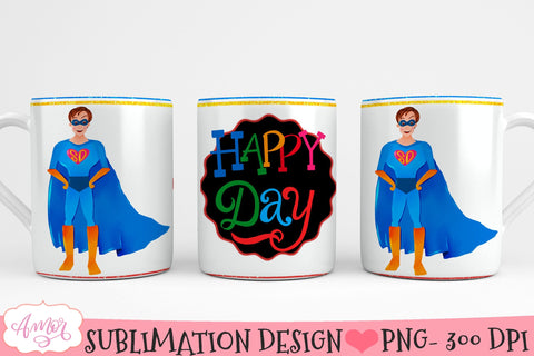 Happy day mug wrap sublimation design for Father's Day Sublimation Amorclipart 