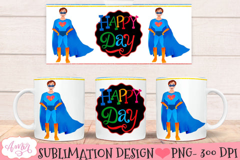 Happy day mug wrap sublimation design for Father's Day Sublimation Amorclipart 
