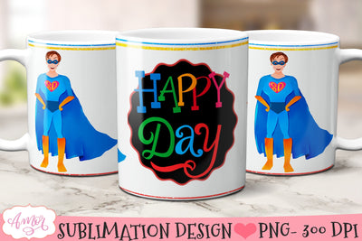 Happy day mug wrap sublimation design for Father's Day Sublimation Amorclipart 