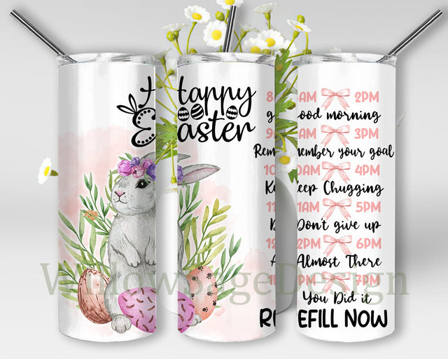 Happy Easter 20oz Skinny Tumbler, Easter Day Tumbler Design, Bunny Easter Egg Tumbler Png, Water Tracker Sublimation Design, Digital Download Sublimation WillowSageDesign 