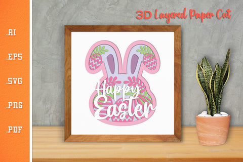 Happy Easter- 3D Layered Paper Cut SVG 10 SVG Slim Studio 