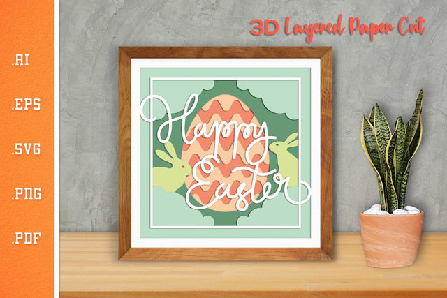 Happy Easter - 3D Layered Paper Cut SVG 3 SVG Slim Studio 