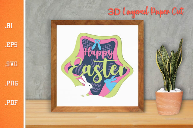 Happy Easter - 3D Layered Paper Cut SVG 4 SVG Slim Studio 