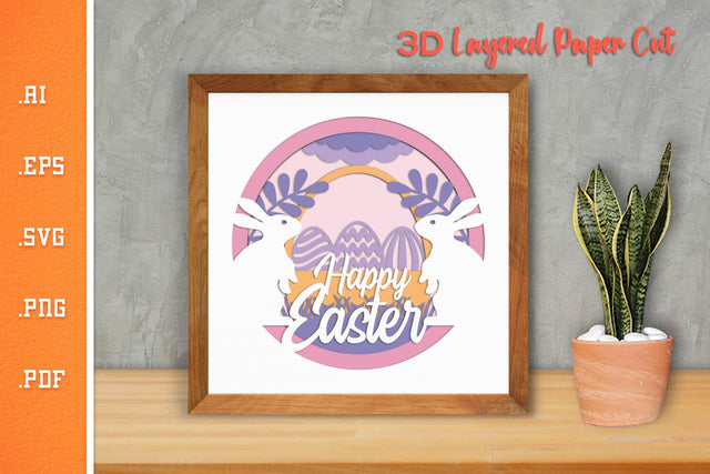 Happy Easter- 3D Layered Paper Cut SVG 9 SVG Slim Studio 