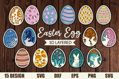 Happy Easter 3d layered svg bundle Easter egg SVG dadan_pm 