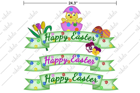 Happy Easter Banner Sign Bundle Easter Bunny Chick PNG Sublimation nikola 