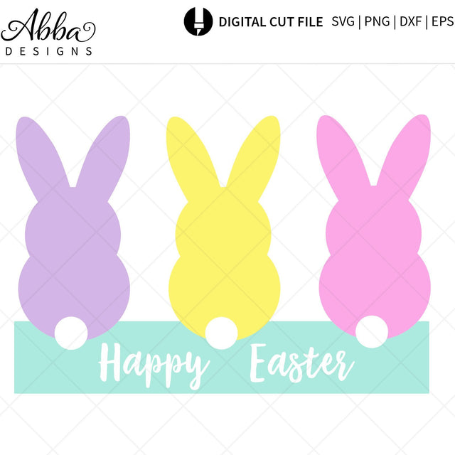 Happy Easter Bunnies Sign SVG Abba Designs 