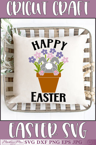 Happy Easter Bunny Butt in a Flower Pot SVG SVG Madison Mae Designs 