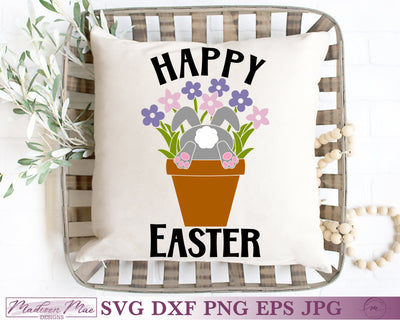 Happy Easter Bunny Butt in a Flower Pot SVG SVG Madison Mae Designs 
