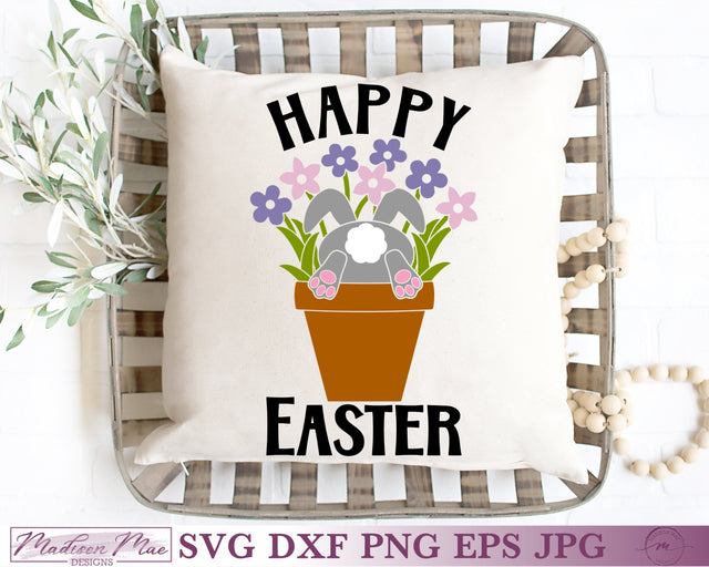 Happy Easter Bunny Butt in a Flower Pot SVG SVG Madison Mae Designs 
