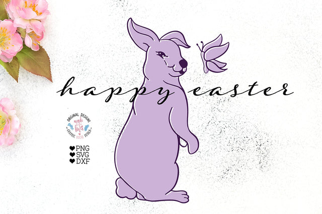 Happy Easter Bunny Cut File and Sublimation File SVG Graphic House Design 