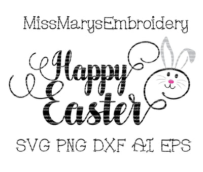 Happy Easter Bunny Face SVG MissMarysEmbroidery 
