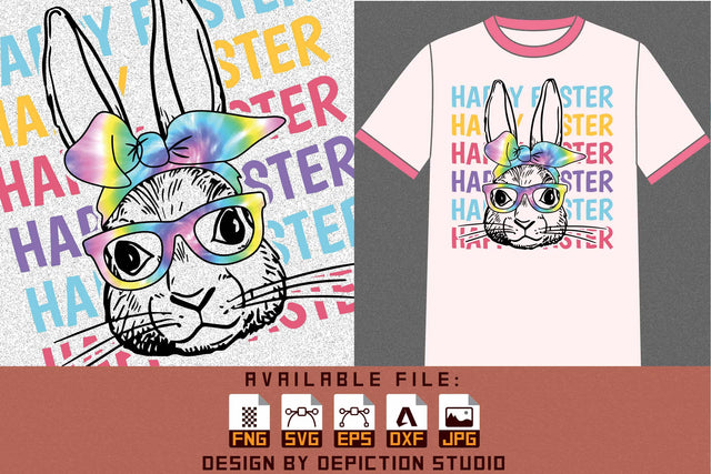 Happy Easter Bunny T-Shirt, Easter Day Shirt, Easter Rabbit Shirt, Easter Bunny T- Shirt Print Template Sketch DESIGN Depiction Studio 
