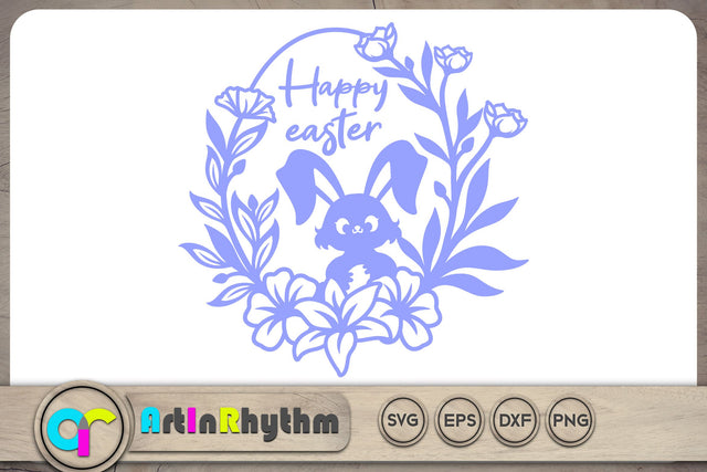Happy Easter bunny wreath svg SVG Artinrhythm shop 