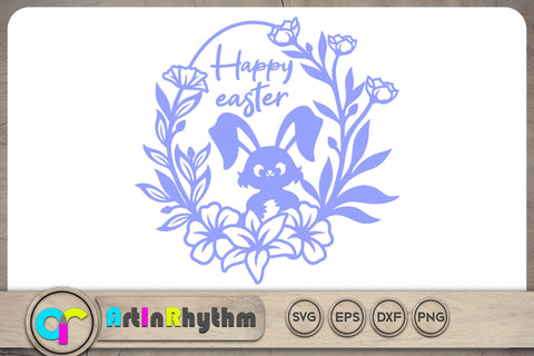 Happy Easter bunny wreath svg SVG Artinrhythm shop 