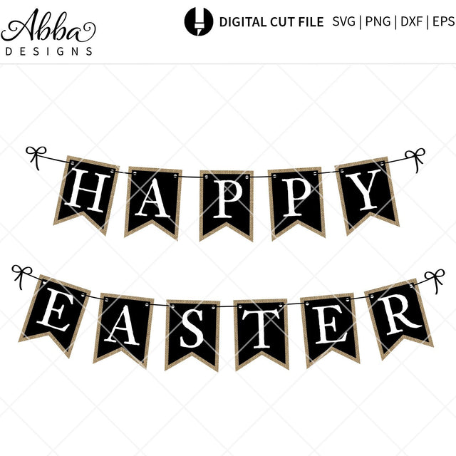 Happy Easter Burlap Banner SVG Abba Designs