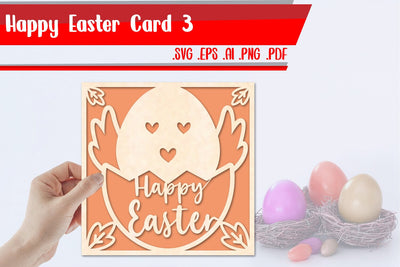 Happy Easter card 3 svg dxf eps ai png pdf 3D Paper zafrans studio 