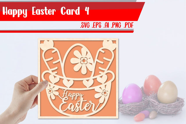 Happy Easter card 4 svg dxf eps ai png pdf 3D Paper zafrans studio 