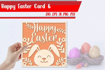 Happy Easter card 6 svg dxf eps ai png pdf 3D Paper zafrans studio 