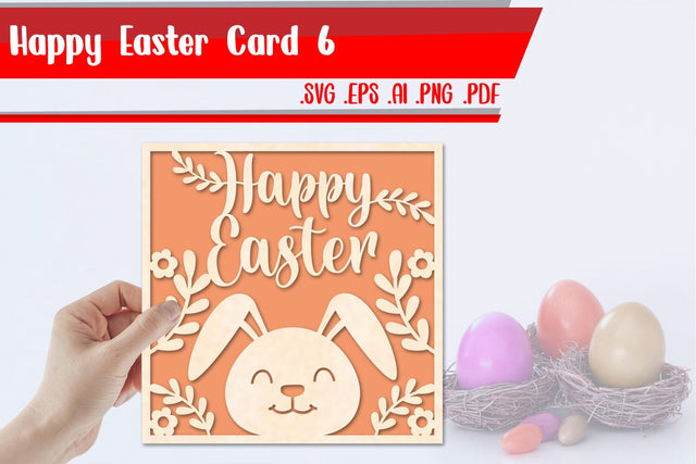 Happy Easter card 6 svg dxf eps ai png pdf 3D Paper zafrans studio 
