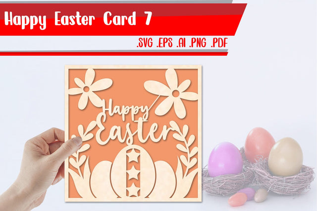 Happy Easter card 7 svg dxf eps ai png pdf 3D Paper zafrans studio 
