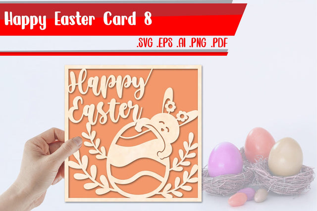 Happy Easter card 8 svg dxf eps ai png pdf 3D Paper zafrans studio 