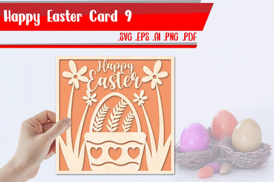 Happy Easter card 9 svg dxf eps ai png pdf 3D Paper zafrans studio 